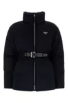 Prada Midnight Blue Wool Down Jacket In Animal Print