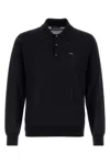 Prada Navy Blue Long Sleeves Logo Polo In Blue