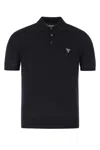 Prada Knit Polo T-shirt With Embroidered-logo In F0008