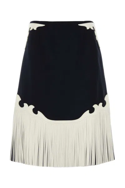 Prada Midnight Blue Wool Skirt In Bleu