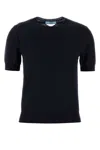 Prada Midnight Wool Short Sleeve Sweater In Bleu