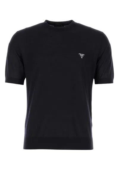 PRADA MIDNIGHT BLUE WOOL T-SHIRT