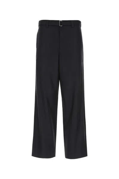 PRADA MIDNIGHT BLUE WOOL WIDE-LEG PANT