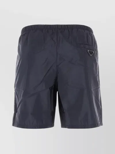 Prada Midnight Nylon Swim Shorts In Gray