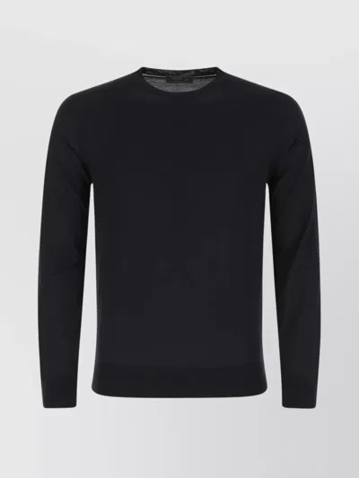 Prada Midnight Wool Crew-neck Sweater In Brown