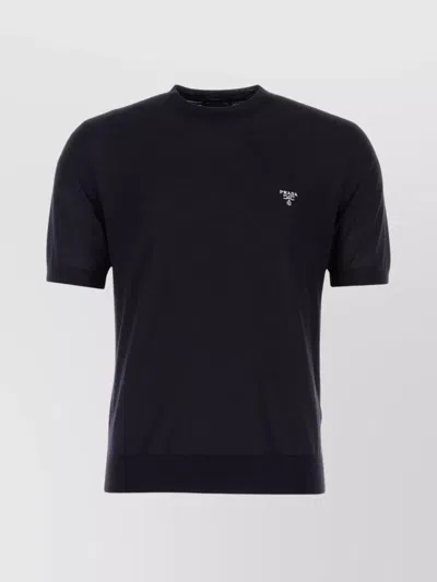 Prada Midnight Wool Crew-neck T-shirt