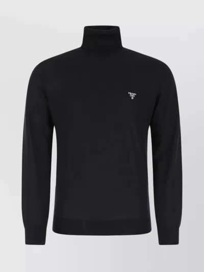 Prada Midnight Wool Turtleneck Sweater In Black