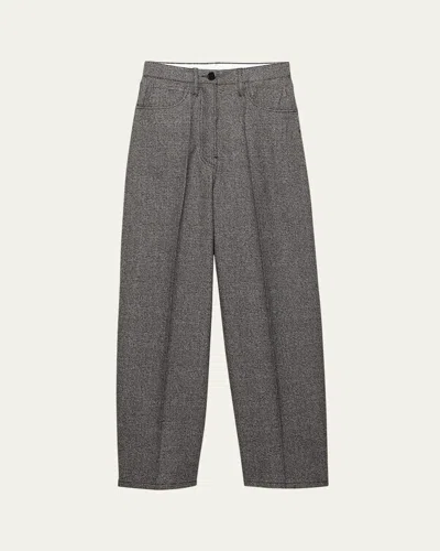Prada Mid-rise Prince Of Wales Wool Straight-leg Pants In Ardesia