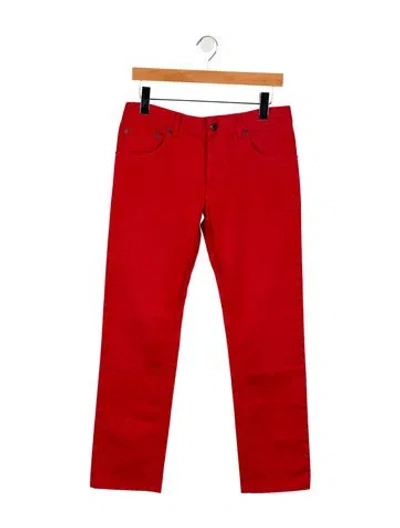 Pre-owned Prada Mid-rise Straight Leg Jeans In Red