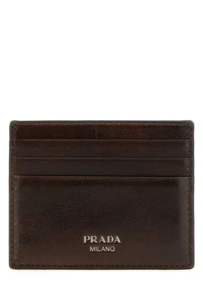 Prada Milano Card Case In Brown