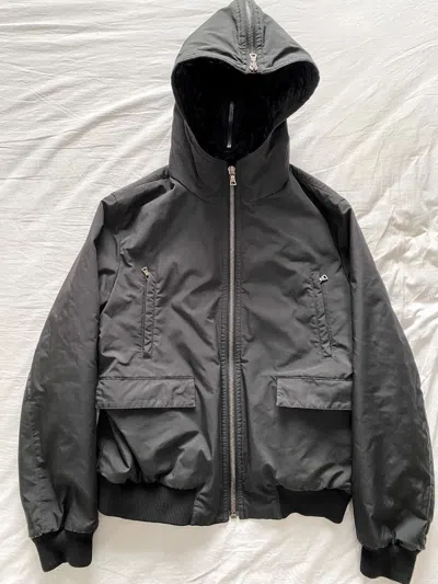 Pre-owned Prada Milano Fur Collar Bomber Jacket In Black