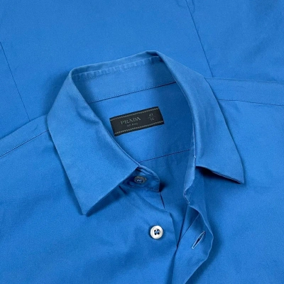 Pre-owned Prada Milano Men's Blue Formal Long Sleeve Button Shirt (size Large)