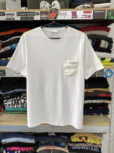 Pre-owned Prada Milano Nylon Pocket White Tab T-shirt