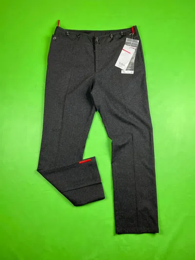 Pre-owned Prada Milano Red Tab Wool Fleece / Flannel / Teflon Pants In Dark Grey