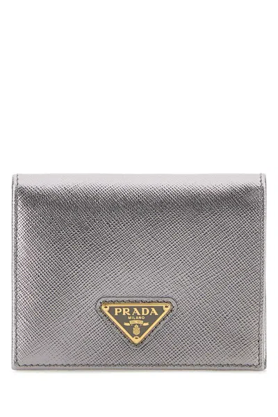 Prada Milano Wallet In Silver