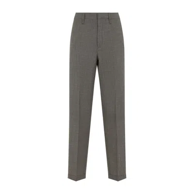 Prada Embroidered Wool Pant In Checked