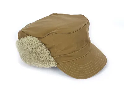 Pre-owned Prada Military Army Flat Cap Sheepskin Shearling Flap Hat In Brown