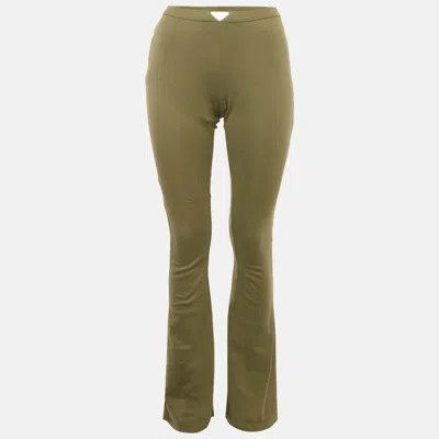 Pre-owned Prada Military Green Cotton Knit Flared Leg Pants M