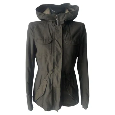 Pre-owned Prada Military Green Nylon-cotton Hooded Parka, Excellent Condition