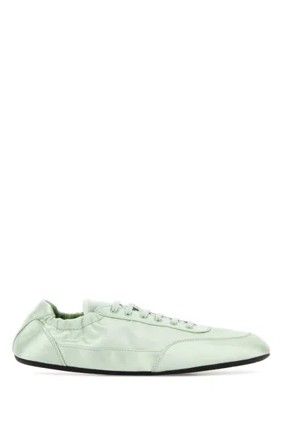 Prada Mind Green Satin Collapse Sneakers In Multi