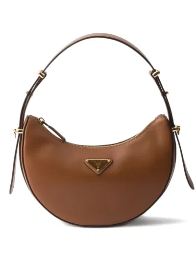 Prada Mini Arqué Shoulder Bag In Brown
