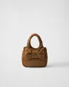 Prada Padded Re-nylon Mini-bag With Bow In Brown