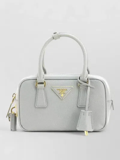 Prada Mini Bag Top Handles Detachable Strap Hardware In Gray