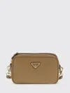 Prada Hammered Leather Crossbody Bag In Brown