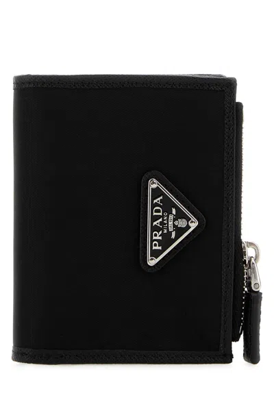 Prada Mini Black Canvas Wallet