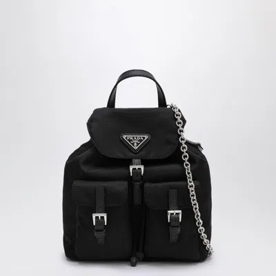 Prada Mini Black Re-nylon Backpack With Logo Women