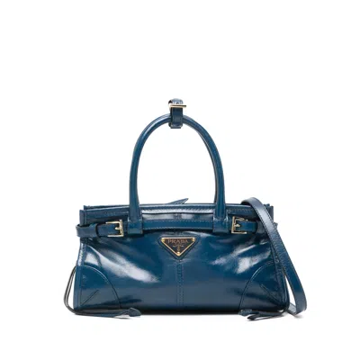 Prada Mini Bonnie Buckle-detail Tote Bag In Blue