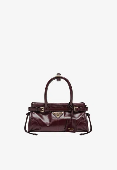 Prada Mini Bonnie Leather Bag In Burgundy