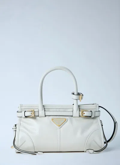 Prada Mini Bonnie Leather Handbag In White