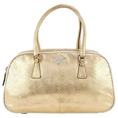 Pre-owned Prada Mini Bowling Bag In Python In Sand