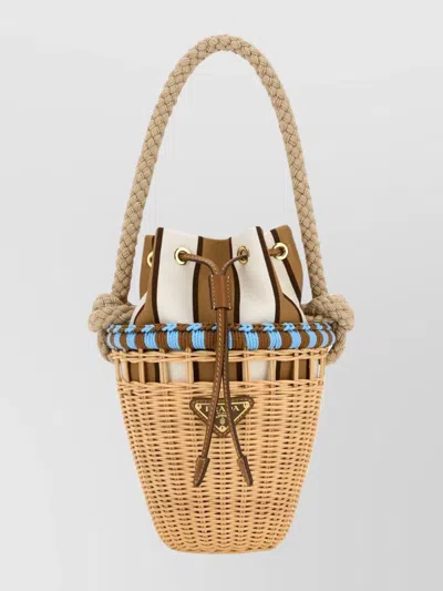 Prada Mini Bucket Bag Featuring Braided Handle