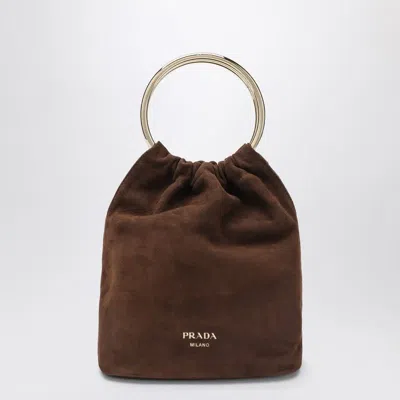 Prada Mini Bucket Bag In Cocoa Color Suede