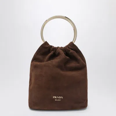 Prada Mini Bucket Bag In Cocoa Color Suede Women In Brown