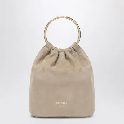 Prada Mini Bucket Bag In Desert Suede