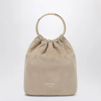 Prada Mini Bucket Bag In Desert Suede In Orange