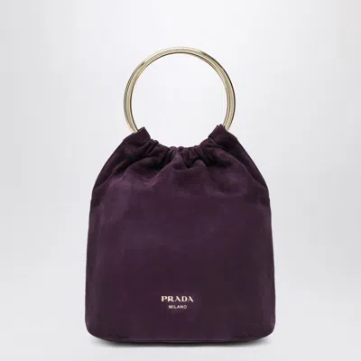 Prada Mini Bucket Bag In Plum Suede
