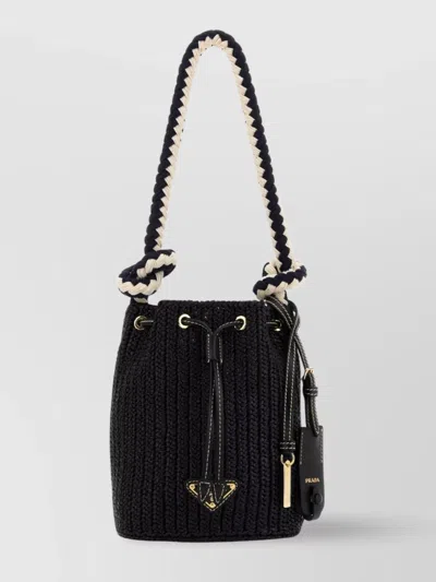 Prada Mini Bucket Bag With Braided Handle And Knitted Texture