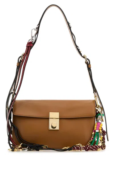 Prada Mini Caramel Leather Soft Sound Small Shoulder Bag In Brown