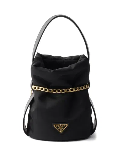 Prada Mini Chain-embellishment Bucket Bag In Black