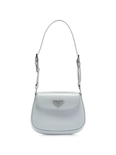 Pre-owned Prada Mini Cleo Leather Shoulder Bag In Gray
