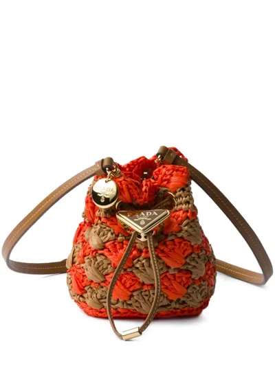 Prada Mini Crochet-knit Bucket Bag