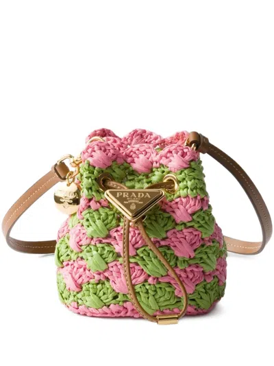 Prada Mini Crochet-knit Bucket Bag