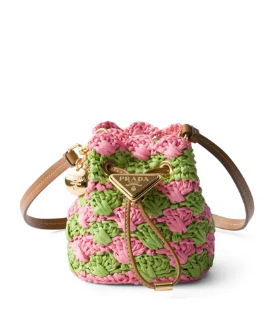 Prada Mini Crochet Pouch In Pink