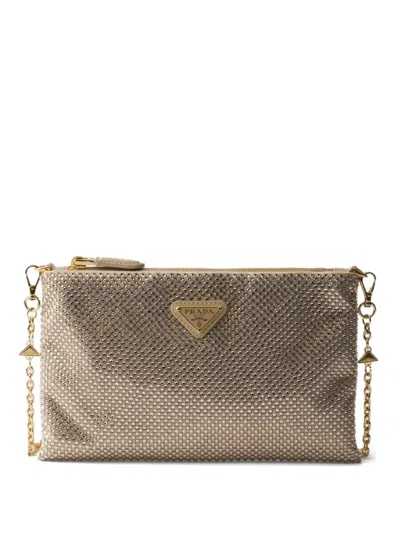 Prada Mini Clutch Mit Kristallnieten In Brown