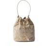 Prada Mini Crystal-embellished Drawstring Bucket Bag In Neutral