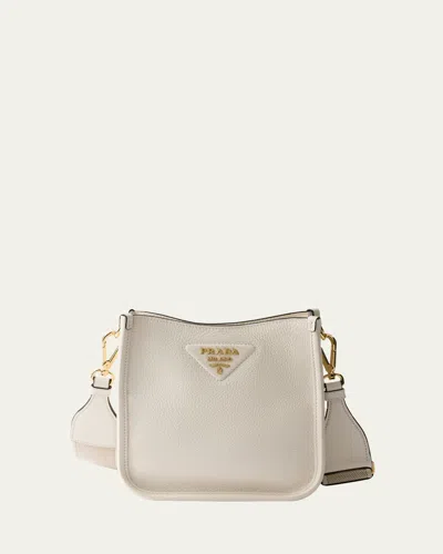 Prada Mini Daino Soft Leather Hobo Crossbody Bag In F02eu Bianco 1 N